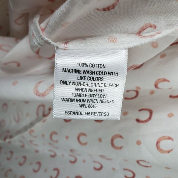 Style & Co Horseshoe Print Cotton Button Up Top White Size XL Equestrian Western - Picture 11 of 12